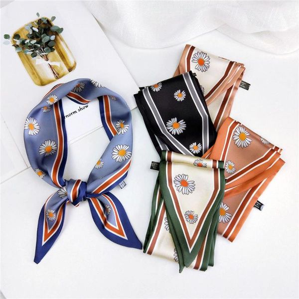 

scarves chrysanthemum pointed scarf female spring, autumn and summer all-matching ribbon version of the amazing hair band, Blue;gray