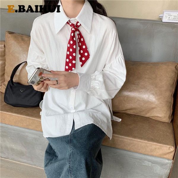 

women's blouses & shirts ebaihui women blouse shirt 2021 sping autumn linen cottons casual vintage plus size womans white with dot prin
