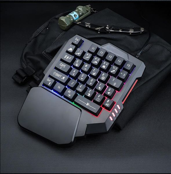 

keyboard mouse combos eating chicken artifact mechanical one-handed colorful rgb backlit mobile game 35 key set