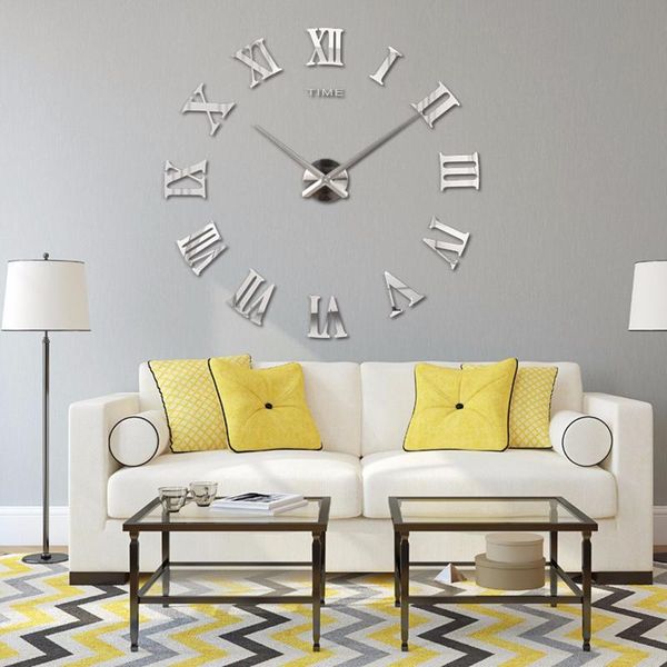 

wall clocks creativity 3d diy acrylic mirror clock watch sticker home decoration living room quartz needle