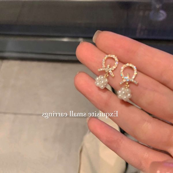 

earrings s925 silver needle pearl korean temperament net red earrings for women's advanced sense simple small earrings trend, Golden