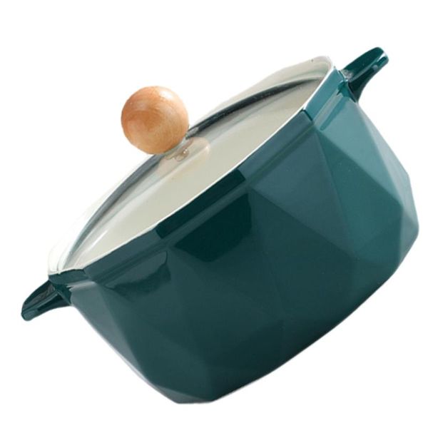 

1pc ceramic bowl with cover container instant noodle (dark green) bowls