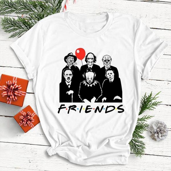 

horror friends tv show and mens women korean clothes 90s vintage female funny streetwear fashion harajuku tee, White;black