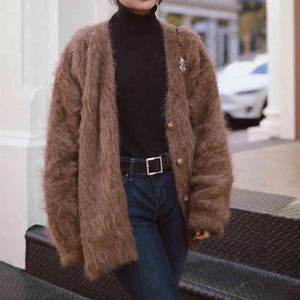 

women's sweaters women autumn winter v-neck coat female single-breasted long sleeve cardigan furry outwear 2zyc, White;black