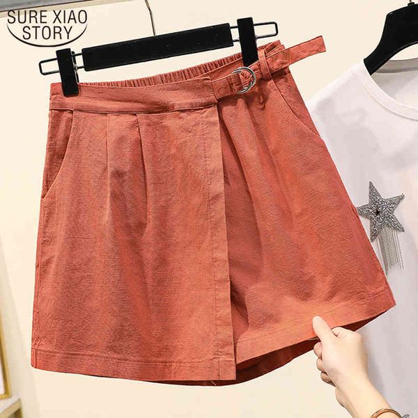 

summer women's large size wide leg shorts elastic high waist solid all-match plus 5xl 10250 210508, White;black