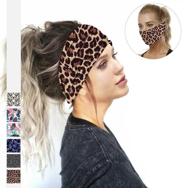 Leopard Folha Impressão Yoga Correndo Esportes Headbands para Mulheres Esticar Bandas de Cabelo Amplo Bandas Turbante Cabeça Envoltório Cabelo Acessórios De Cabelo