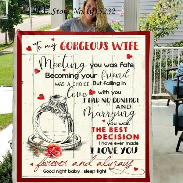 

blankets letter blanket to my wife 3d printed fleece for beds thick quilt fashion throw from love husband gift w66