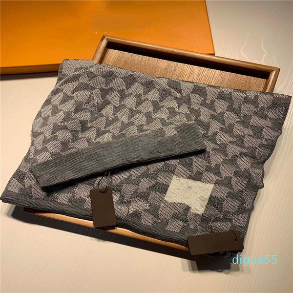 

fashion stylish chessboard scarf beanie cap letter jacquard beanie men women warm wool hat ski scarf hat, Blue;gray