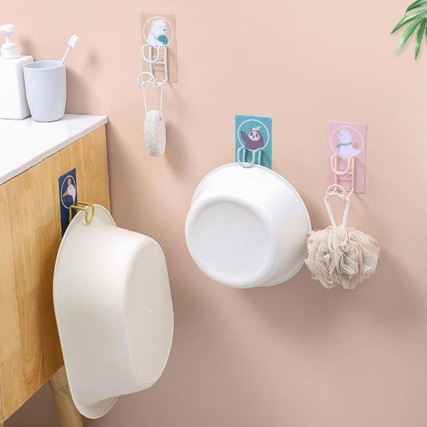 

wall mounted strong adhesive hook door sticky hanger holder stainless steel wash basin kitchen bathroom hooks & rails