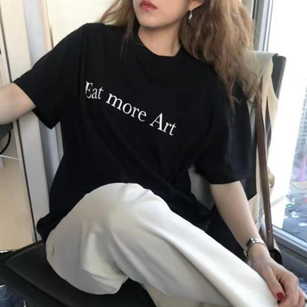 

women's t-shirt 2021 summer women t shirt classic b embroidered gold round neck 100% cotton casual large size men, White
