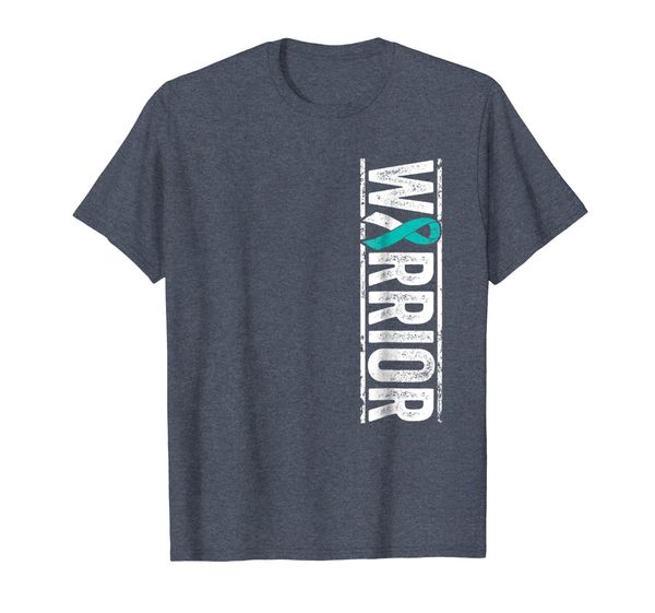 

cervical cancer warrior t-shirt - vertical vintage ribbon, White;black