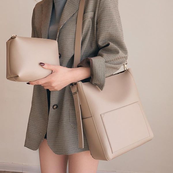 

evening bags large capacity pu leather shoulder bag for women designer crossbody bucket composite casual tote purse handbag