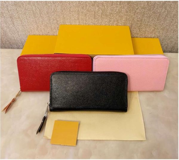 

2021 Top Quality Wallets for Women Genuine Leather Bags Zipper Long Wallet Digner Handbags Zippy Purse Luxurys Bag Tote Have Box, Red;black