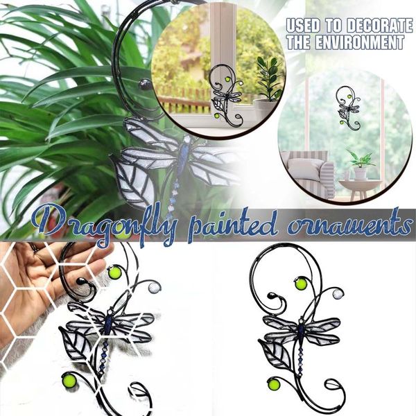 

decorative objects & figurines dragonfly stained glass window hanging suncatcher decoration home perfect gift interior background