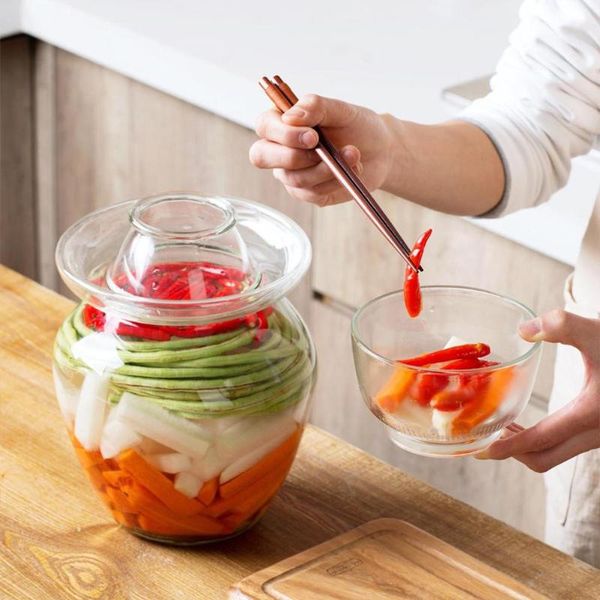 

2.5kg/10kg glass container kimchi jar kitchen thickened pickled household pickled jar pickles cylinder sealed