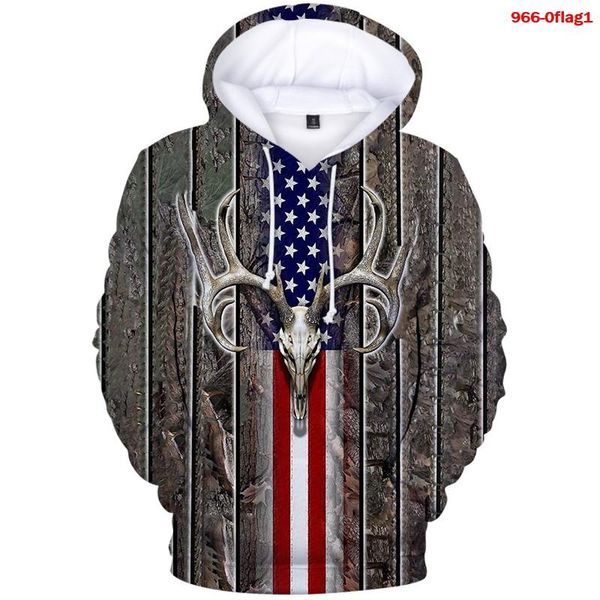 

men's hoodies & sweatshirts 2021 american flag wood deer men hoodie autumn winter swearshirt women hooded clothes, Black