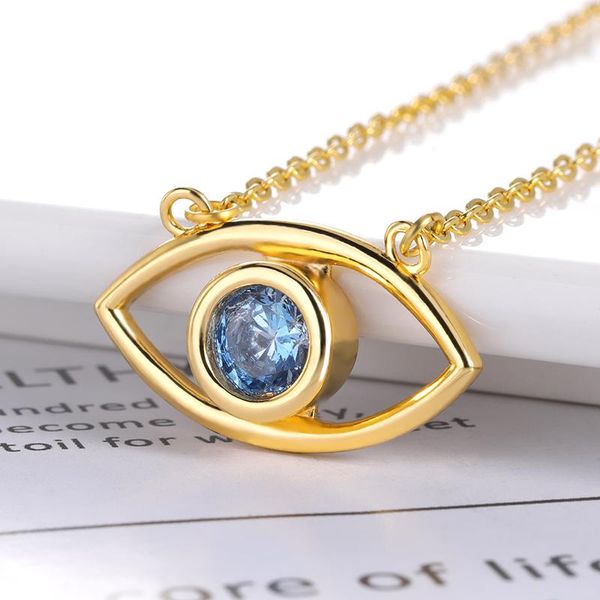 

pendant necklaces blue rhinestone luck turkey evil eye choker necklace for women link chain fashion jewelry 2021, Silver