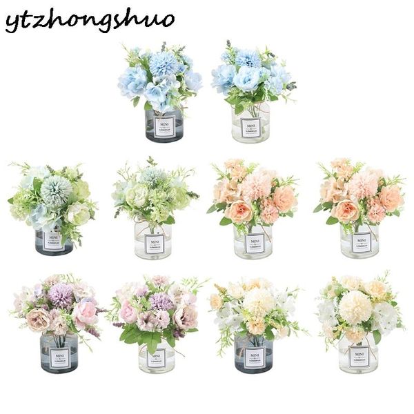 

bunch artificial flowers rose vases for home living room table decor wedding decorative leaves needlework ornamental flowerpot & wreaths