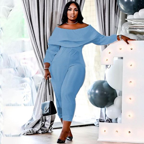 

plus size pants zjfzml zz women clothing jumpsuit slash neck long sleeve off shoulder one piece overll romper drop wholesale