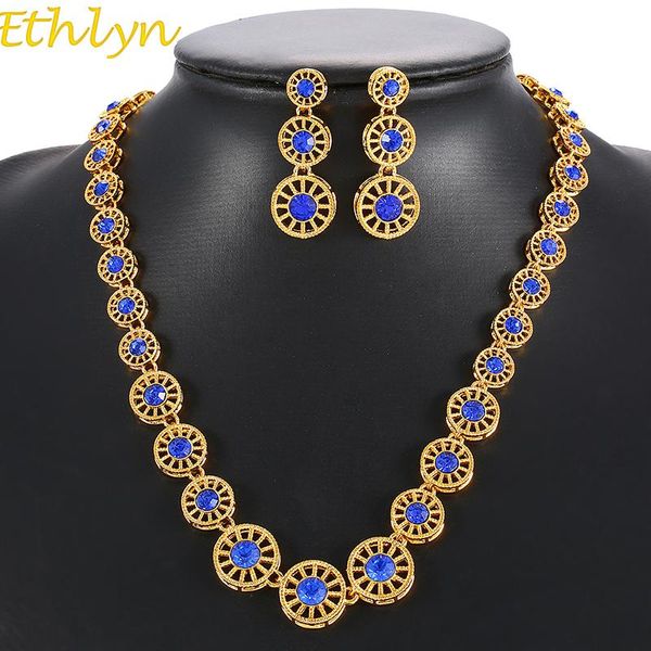 

earrings & necklace ethlyn jewelry sets for women gift gold color cubic zirconia romantic round and set sale s173, Silver