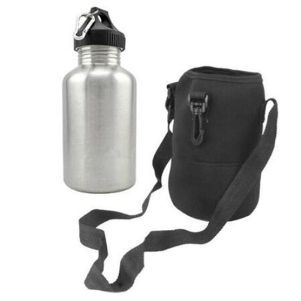 

water bottle portable creative 304 stainless steel 2000ml hiking sports drink 2l, 1 set of protective bag with hook