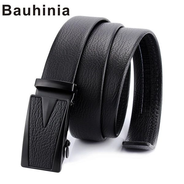 

belts bauhinia brand black automatic buckle belt 120cm men's bark pattern edging, scratch-resistant and durable, Black;brown