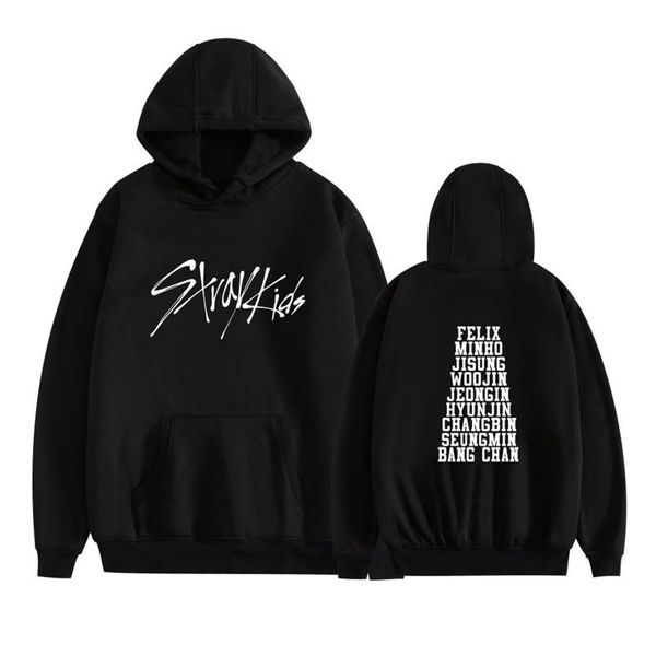

men's hoodies & sweatshirts kpop stray kids women men streatwear sweatshirt teens pullover hoodie casual clothing long sleeve winter cl, Black