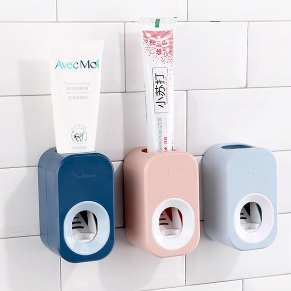 

automatic toothpaste dispenser wall mount tooth paste leanser press rolling squeezer holder rack bathroom accessories toothbrush holders