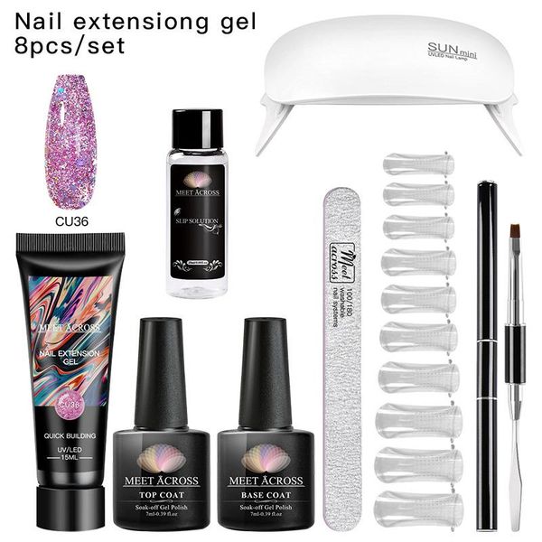 

nail gel meet across acrylic poly kit extension glitter uv building jelly polish enhancement manicure set, Red;pink
