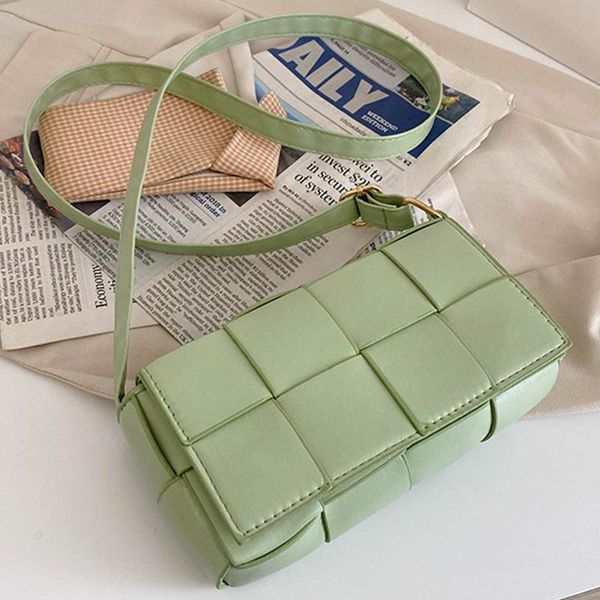 

evening bags weave flap shoulder crossbody for women 2021 pu leather women's designer solid color handbag female travel messenger bag
