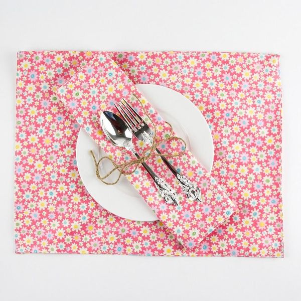 

set of 6 pcs floral pattern cotton 30x40cm insulation placemat soft dining table napkins mat kids napkin fabric