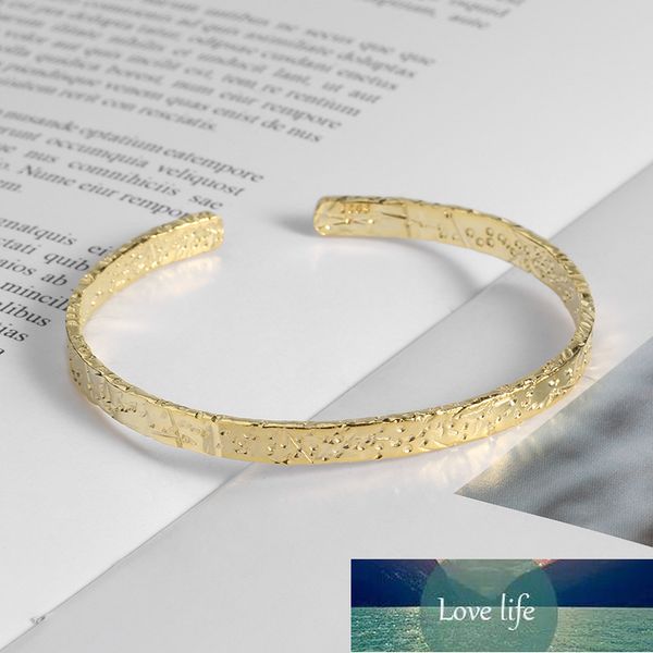 

925 sterling silver irregular surface bangle bracelet for women men bangle fashion jewelry adjustable s-b458, Golden;silver