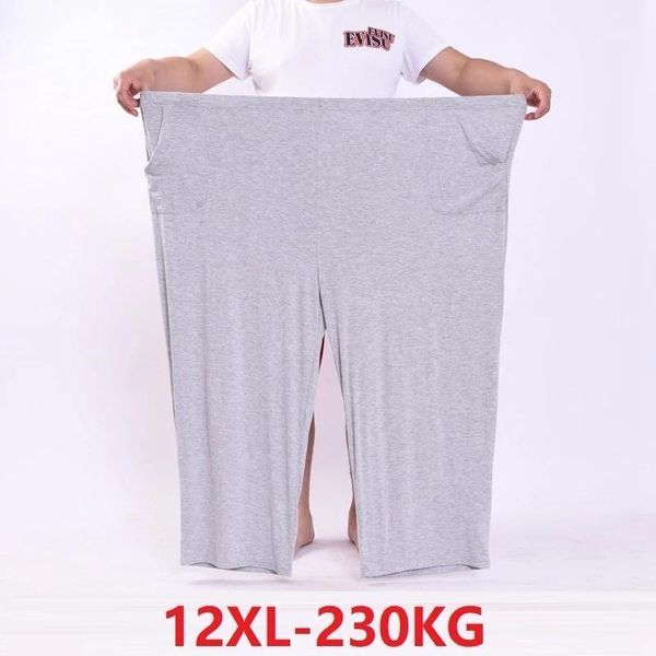 

summer men modal sleep bottoms home wear plus size 7xl 8xl 11xl 12xl oversize soft pants breathable men's sleepwear, Black;brown