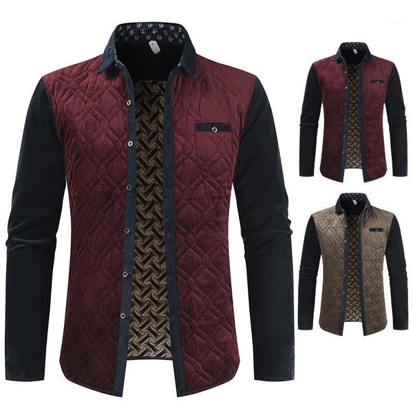 

men's casual shirts spring and autumn middle-aged coat with plush color matching father's, White;black