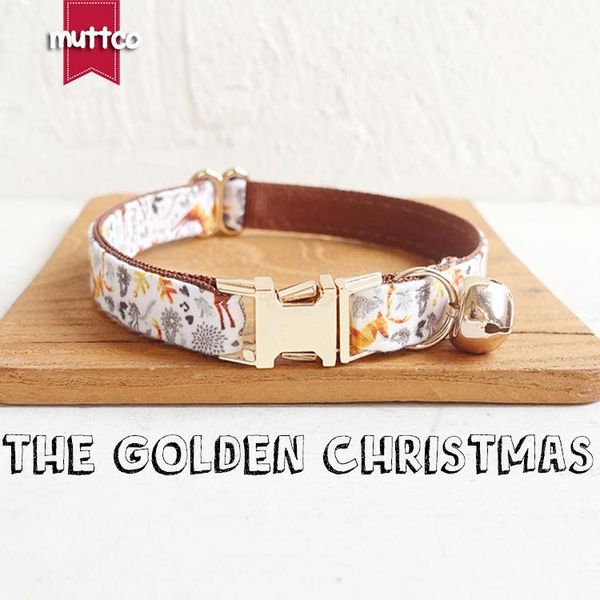 

cat collars & leads 10pcs/lot muttco retail with gold metal buckle collar for the golden chrismrs design 2 sizes ucc061j