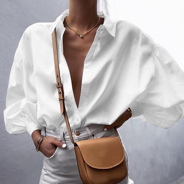 

women turn down collar office ladies shirts female casual long sleeve blusas bohemian streetwears plus size women's blouses &, White