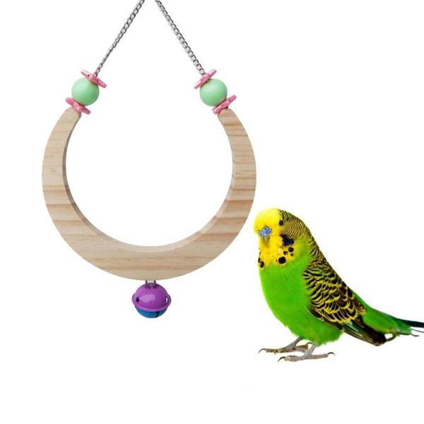 

other bird supplies wooden moon-shaped bell interactive swing standing ladder for parrot toys