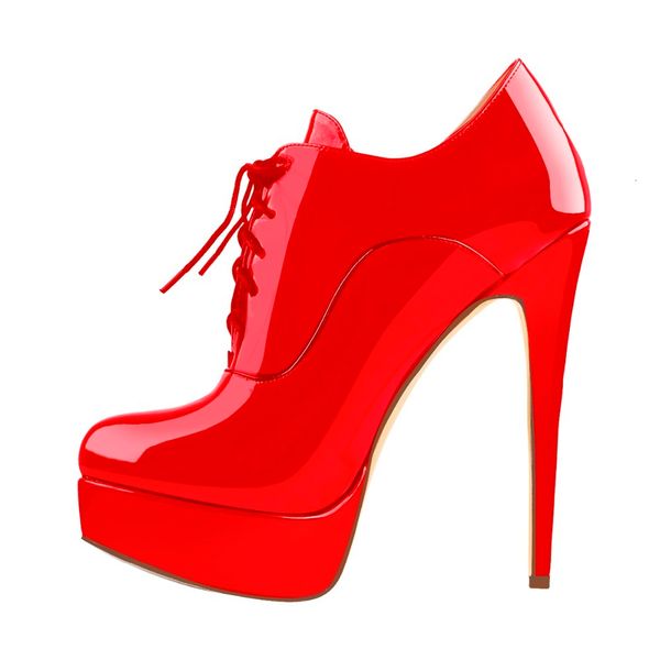 

dress shoes onlymaker mulheres salto alto plataforma de couro patente tornozelo bootie rendas atÃ© stiletto botas confortÃ¡veis bombas mais sa, Black