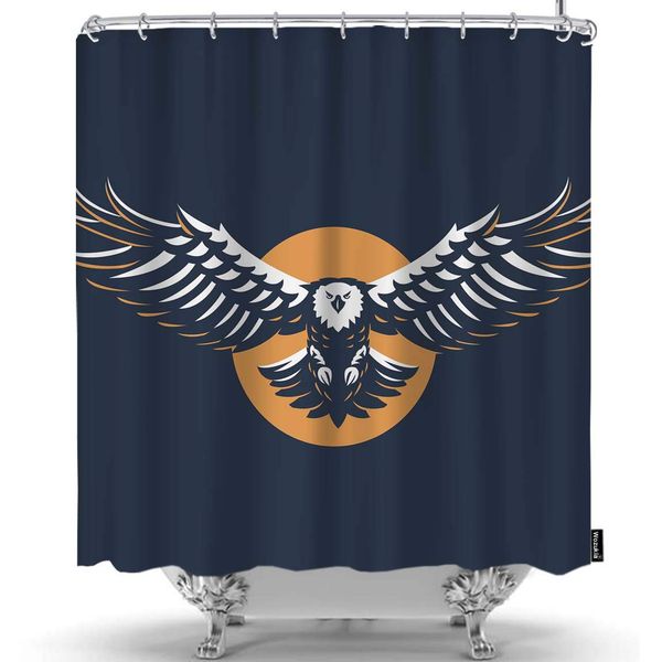 

flying eagle shower curtain spread wings fly high moon decoration black shower curtains home decorative waterproof polyester