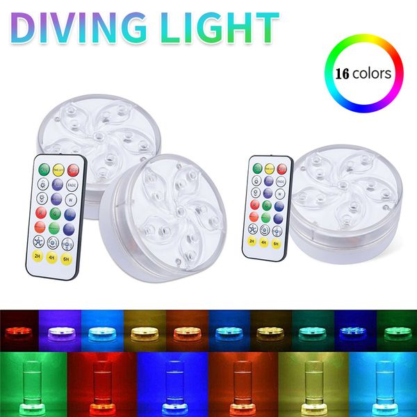 11 LED Luce notturna sommergibile IP68 Impermeabile Lampada a LED subacquea Funzionamento a batteria Controllato 16 Lampade che cambiano colore Stagno remoto Decorazione da giardino Luci da piscina