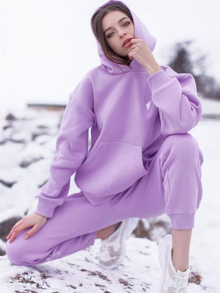 

women's two piece pants tracksuit print fleece sportwear suit long sleeve oversize female hoodie suits 2022 sprig casual tracksuits set, White