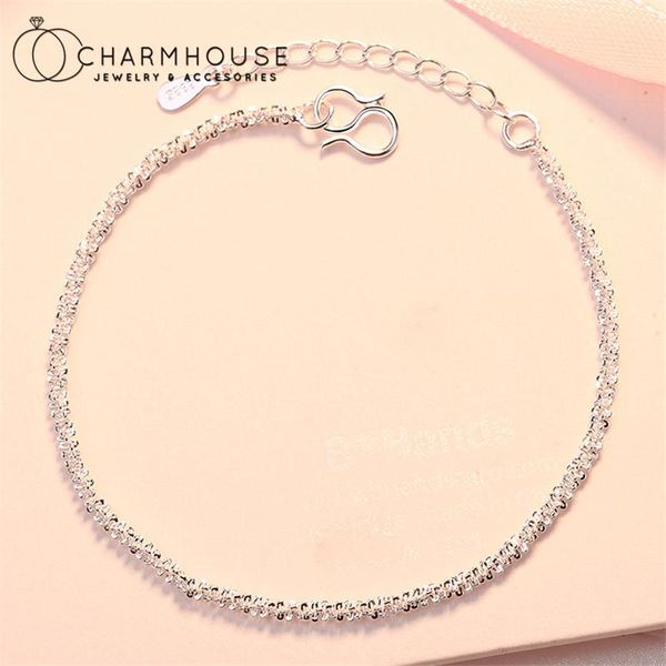 

charm bracelets silver 925 for women anklet 2.5mm twisted chain bracelet wristband pulseira femme foot jewelry accesories, Golden;silver