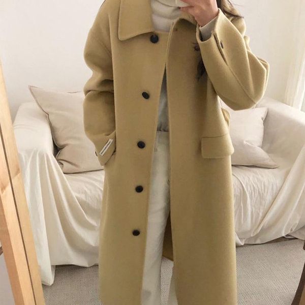 

women's wool & blends korea dongdamen double-sided cashmere coat, Black