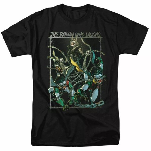 

the joker batman who laughs t shirt licensed comic book tee black, White;black