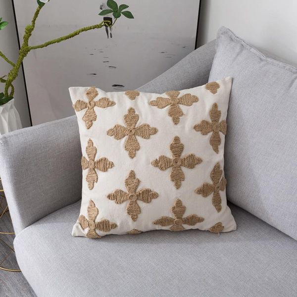 

pillow case nordic flower minimalism embroidery pillowcase square cover decorative el home cafe shop christmas 50x50cm