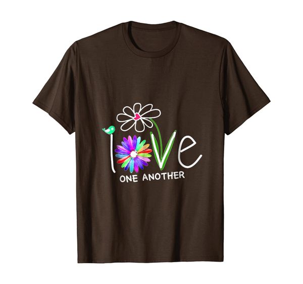 

hippie daisy flower bird love one another t-shirt, White;black