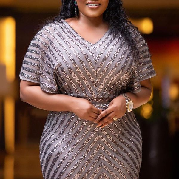 

plus size dresses evening party dress for women 3xl elegant wedding dinner formal clothing simple design sequin long large sizes, Black