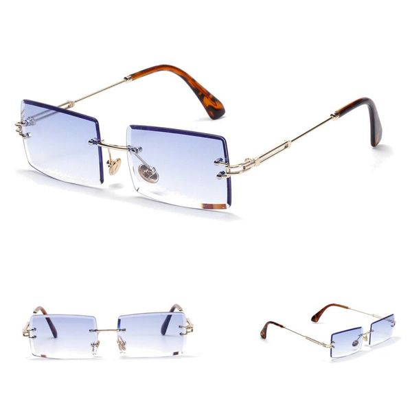 

rectangular luxury retro sunglasses fashion hip hop rimless glasses for women men xd88 outdoor eyewear