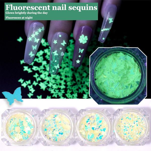 

nail art decorations 1g glitter sequins fluorescent star butterfly moon shape, night decoration sl serial, Silver;gold