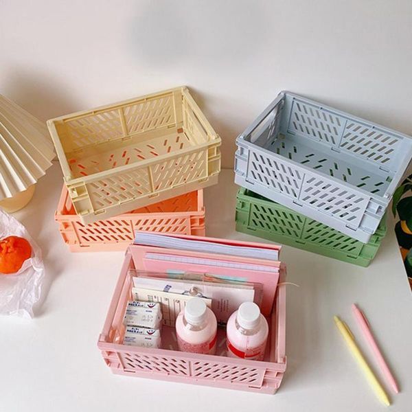 

storage baskets foldable plastic box student deskorganize basket kitchen bathroom
